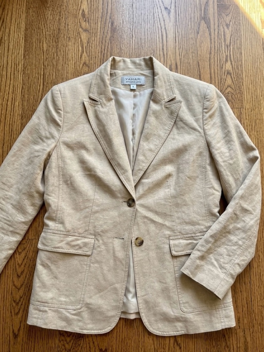 Linen Blend Tailored Blazer | Neutral Sand Oversized Career Jacket